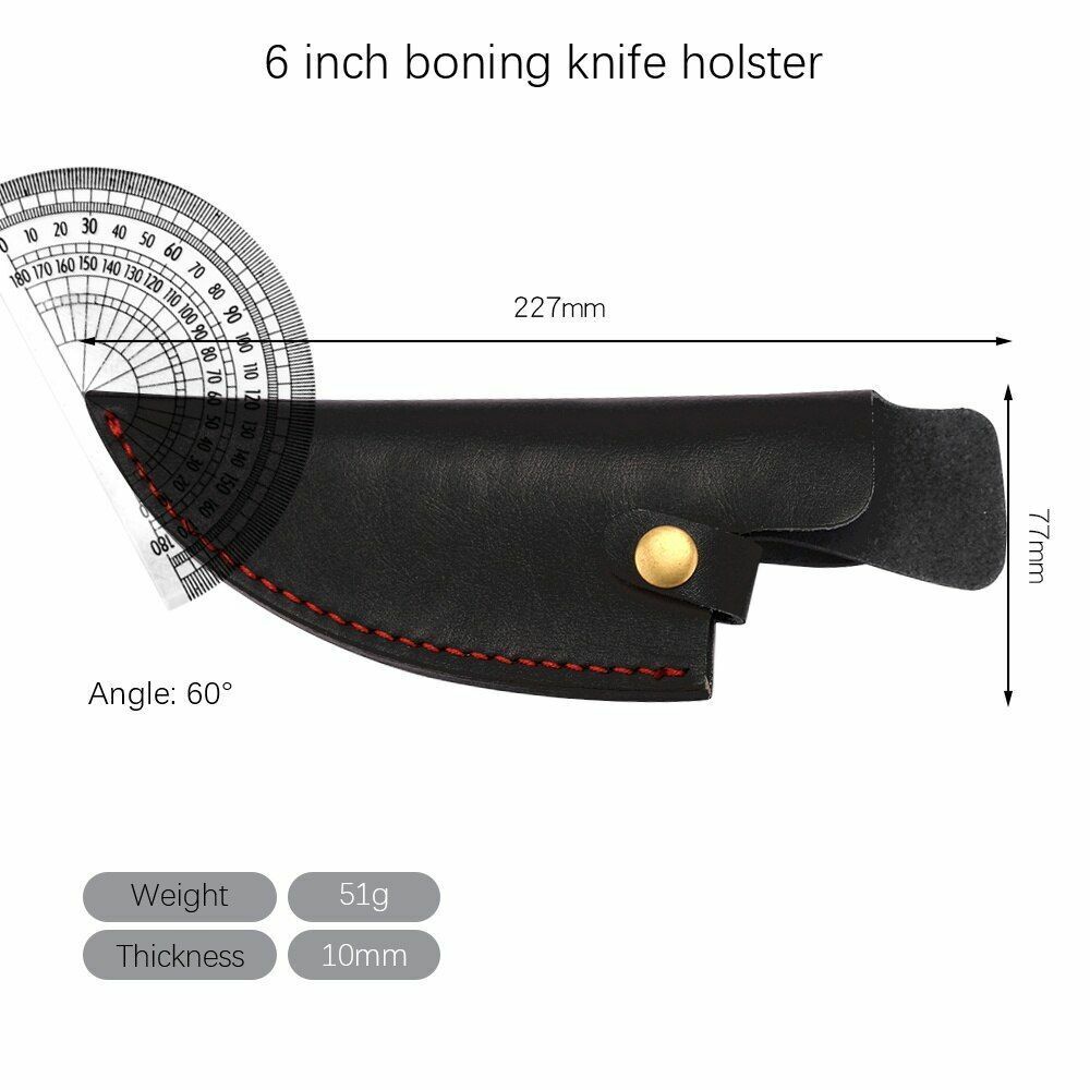 Knife Sheath Leather Case Fixed Blade Serbian Boning Knives Holder Bag 5.5/6Inch