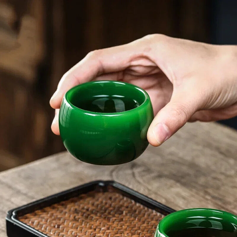 Empire Teacup Jade Porcelain Large Imitation Jade Glazed Kung Fu Tea Set
