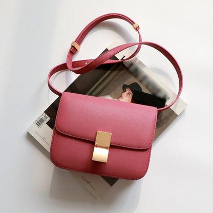 Real Leather Small Flap Box Square Clutch Shoulder Bag Purse Crossbody Trunk