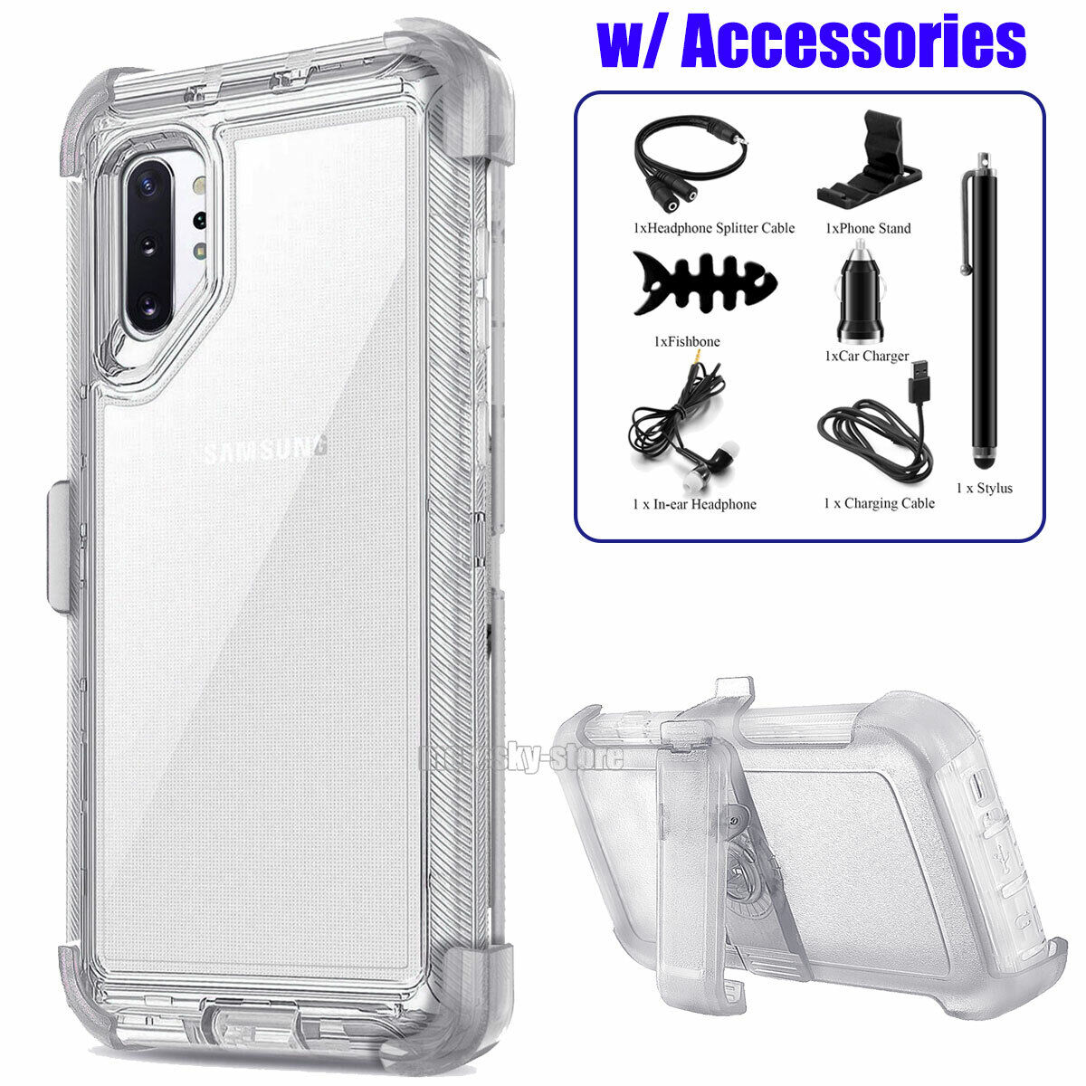 Clear Case For Galaxy Note 10 / Plus Clip Stand Rubber & Tpu Cover / Accessories