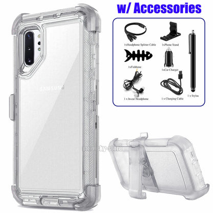 Clear Case For Galaxy Note 10 / Plus Clip Stand Rubber & Tpu Cover / Accessories