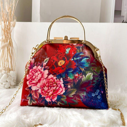 Shoulder Crossbody Bag Spring Flowers Bags Lock Shell Purse Vintage Bag Handbags