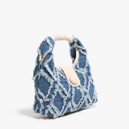 Cute Small Crossbody Shoulder Purse Denim Handbag Blue White Fashion 20*8*15 CM