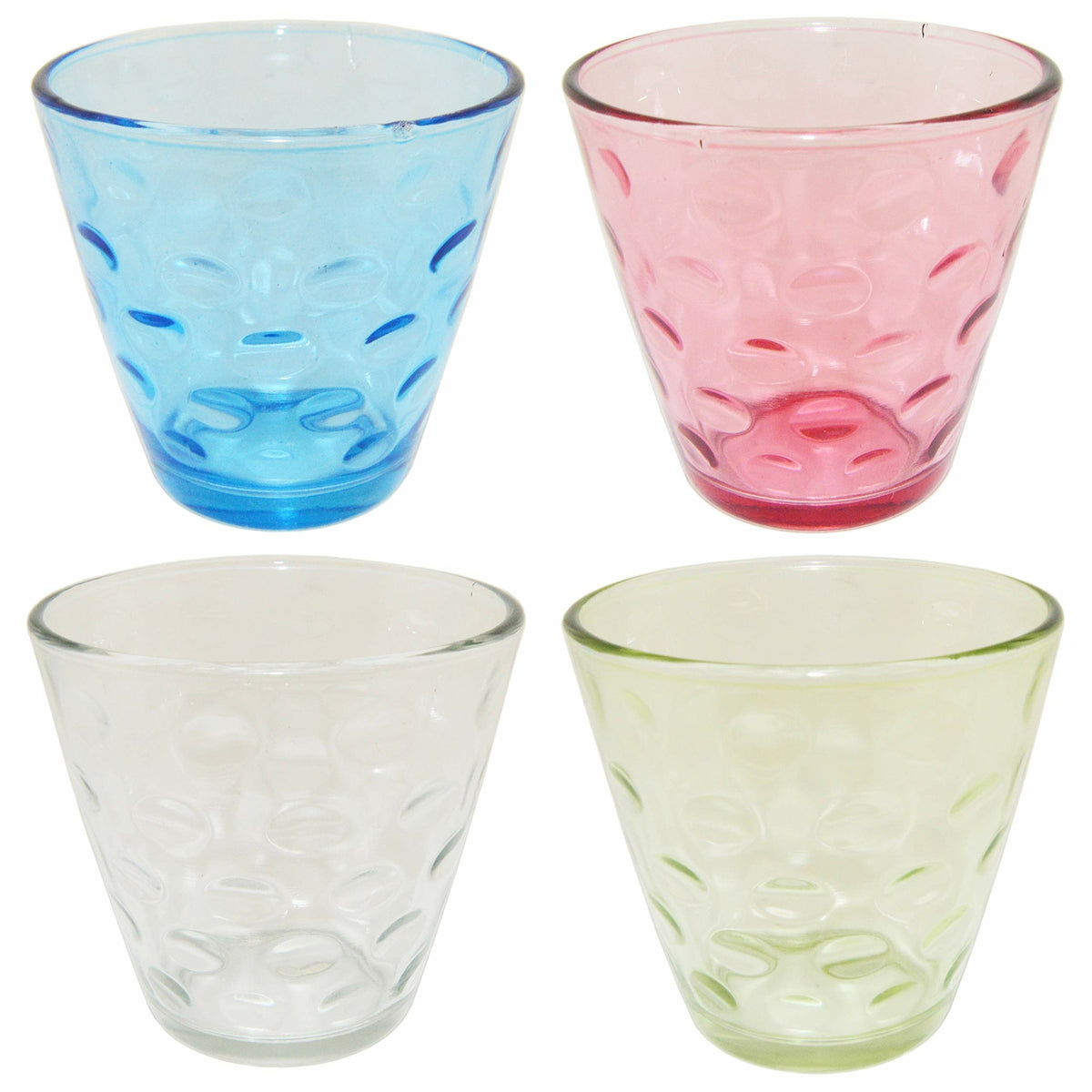 4 Pack of Colorful Whiskey Glasses - Glass Cups for Water, Wine, Beer, Iced Tea