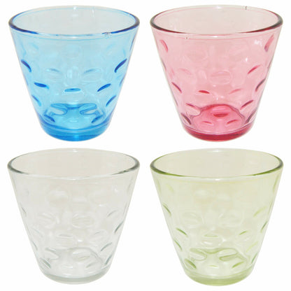 4 Pack of Colorful Whiskey Glasses - Glass Cups for Water, Wine, Beer, Iced Tea