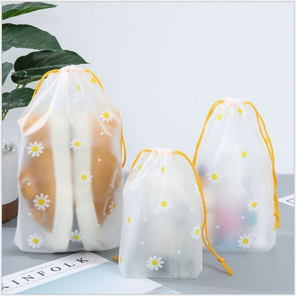 1pc Transparent Drawstring Makeup Bag Clothes Organizer Pouch Travel Cosmetic