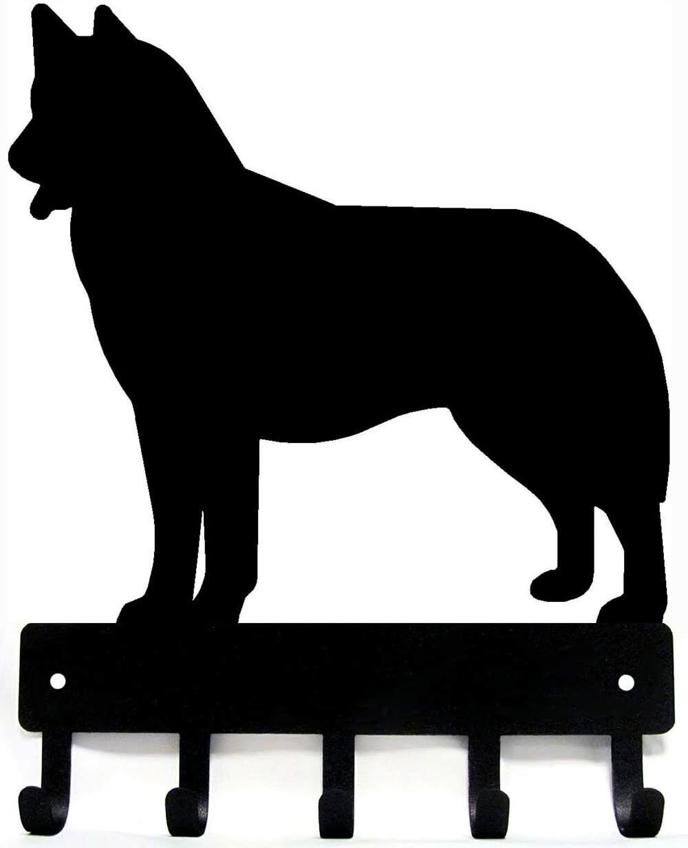 Husky Dog - Key Hooks & Keychain Holder - 6 inch Wide/9 inch Wide Metal Wall Art
