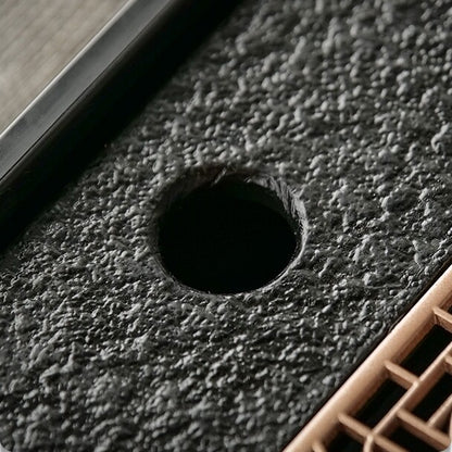 Man-made Stone Tea Tray Water Reservoir Draining Function Plastic Layer Copper