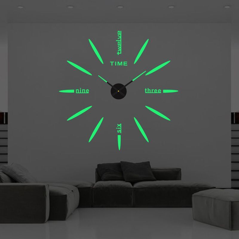 DIY Wall Clocks Creative Acrylic Punch-Free Luminous Living Room Home Decor 16in