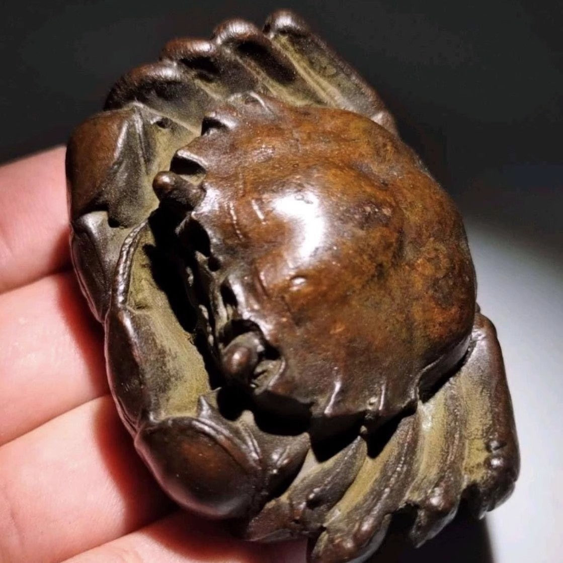 Pair Brass Crab Statue Handcraft Artwork Zen Home Decor Collection