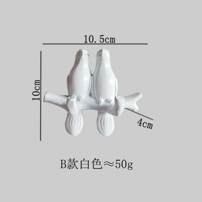 4Pcs/Set Birds Resin Hooks Wall Decor Bedroom Door Seamless Coat Frame Organizer