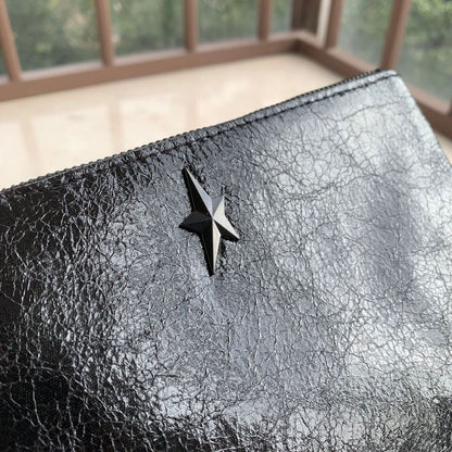 Angel Black Metallic Makeup Bag Clutch Handbag Wristlet Pouch Vintage 22*16 CM
