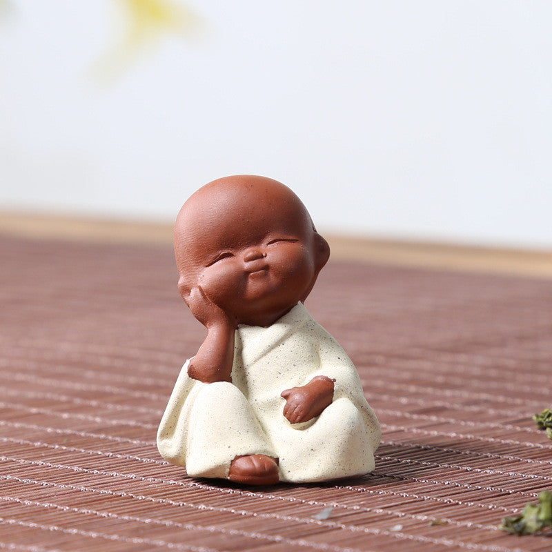 2pc/lot Creative Tea Pet Monk Yixing Zisha Ornament Chinese Tea Play Purple Clay