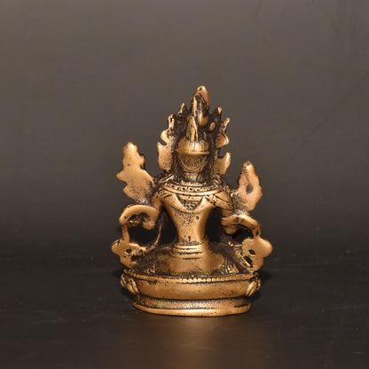 Brass White Tara Buddha Statue 2.17×3.15in 120g Tibetan Buddhist Decor
