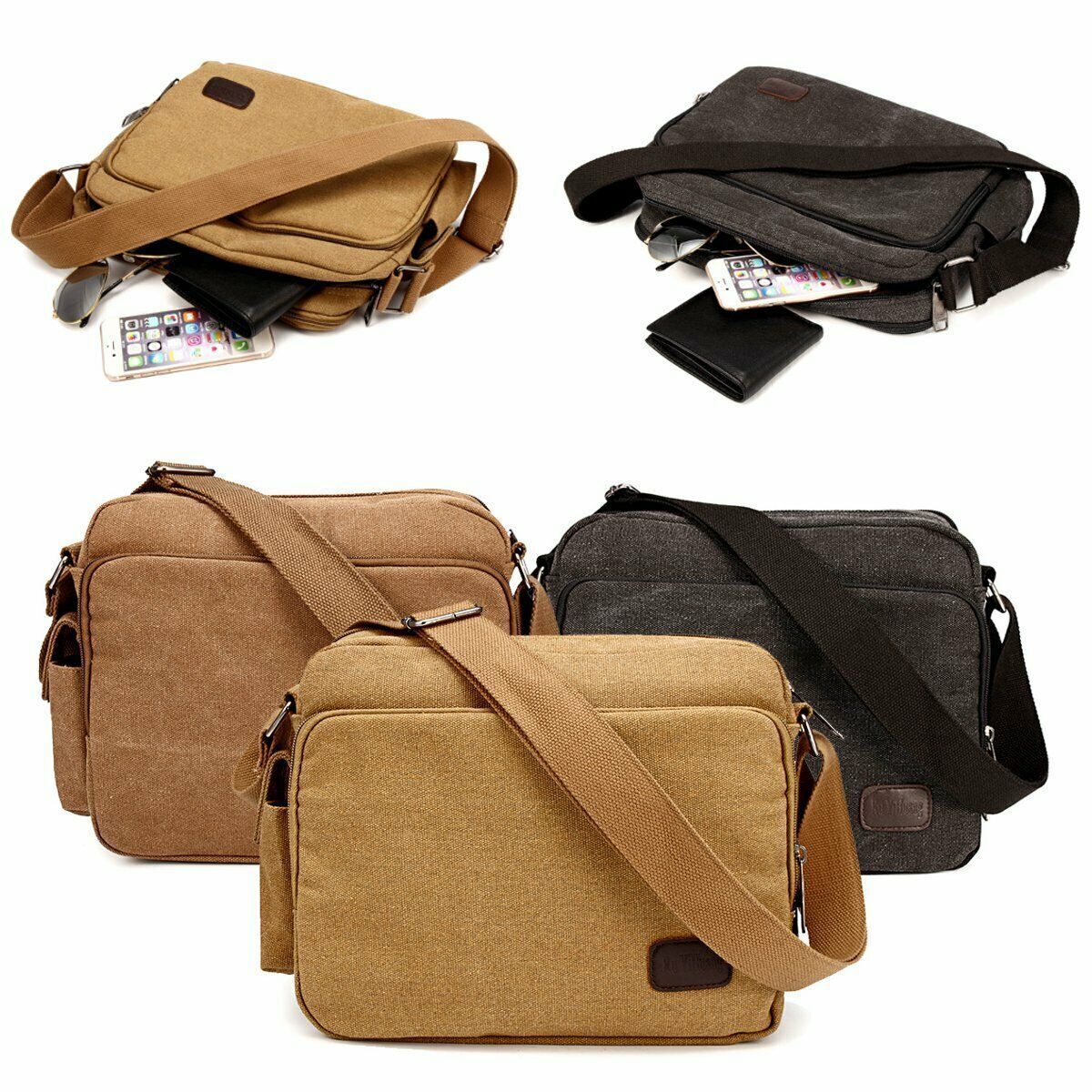 Vintage Military Men Canvas Crossbody Bag Casual Satchel Messenger Shoulder Bags