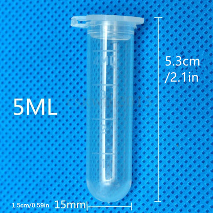 50x 5ml Plastic Centrifuge Lab Test Tube Vial Sample Container Bottle with Cap F