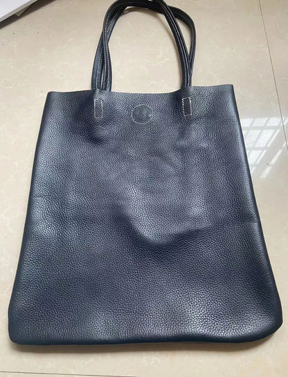 Women Tote Bag Simple Girl Cowhide Handbag Student Shoulder Bag
