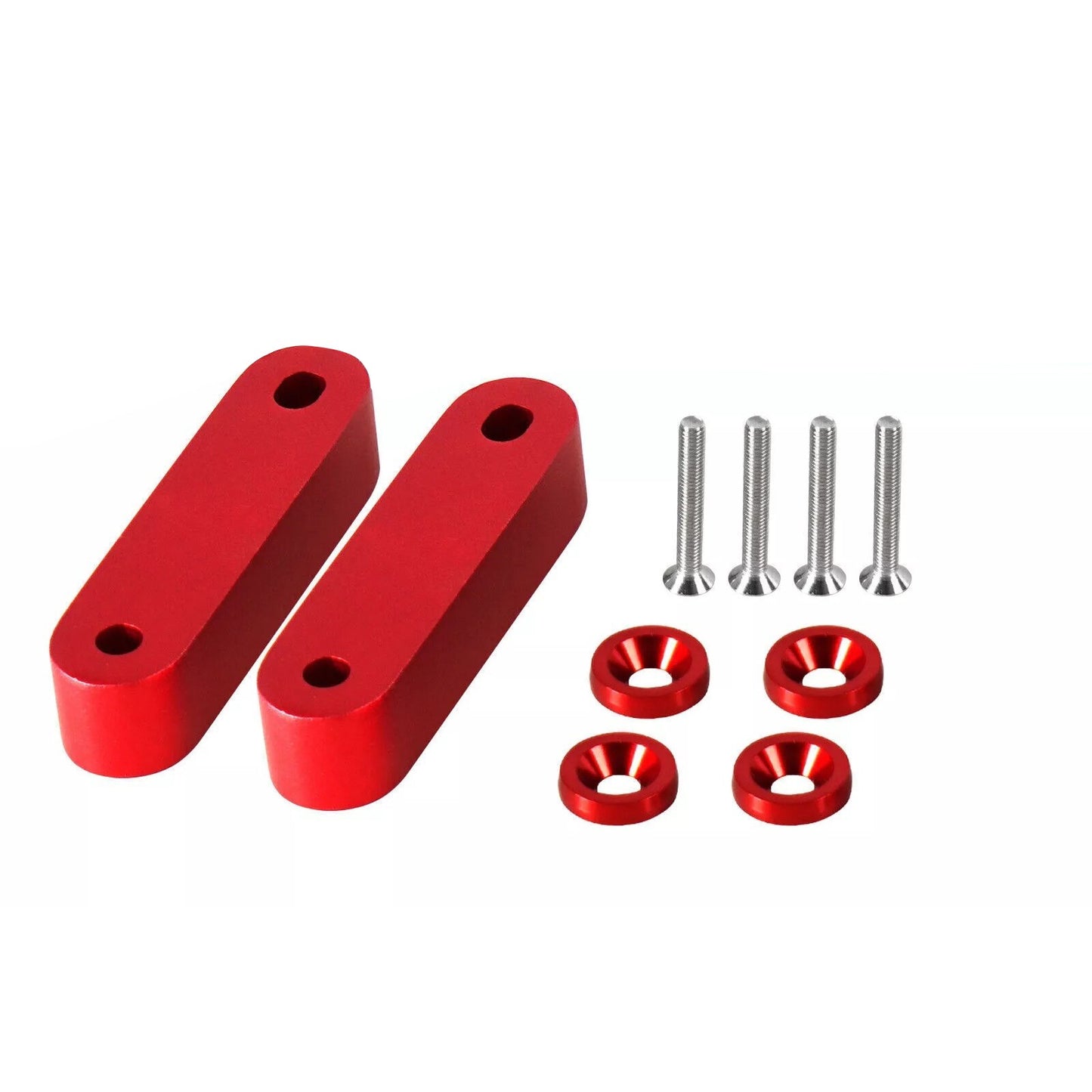 Red Durable Billet Aluminum Hood Spacer Risers Parts For Honda Civic 1988-2000
