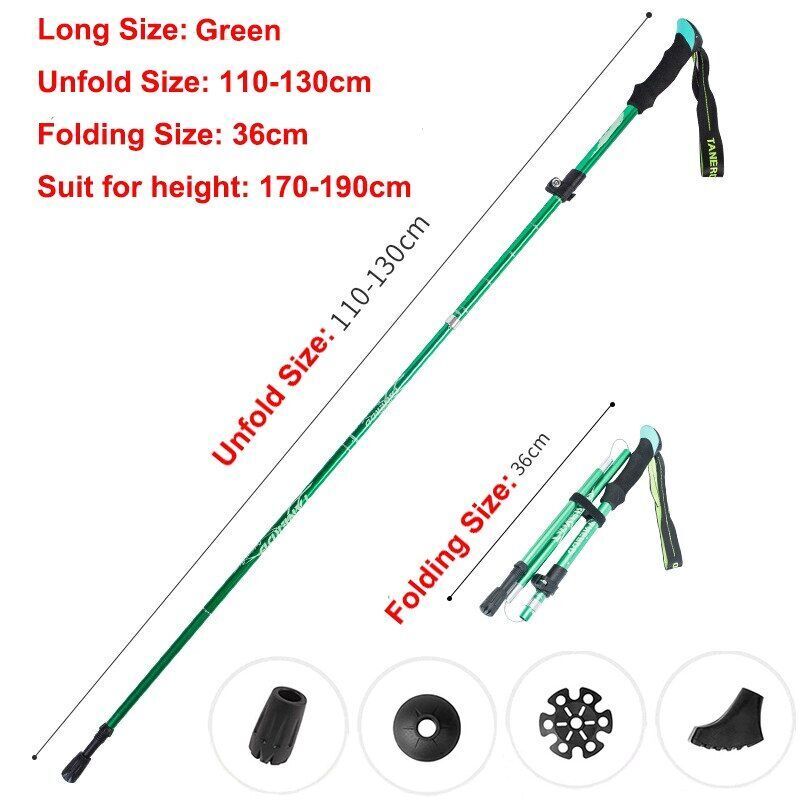 5-Section Folding Trekking Poles Nordic Walking Stick Hiking Telescopic Cane 1PC