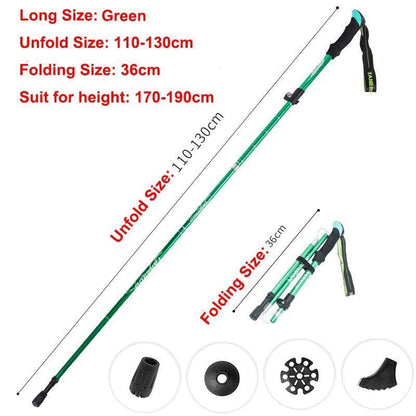 5-Section Folding Trekking Poles Nordic Walking Stick Hiking Telescopic Cane 1PC