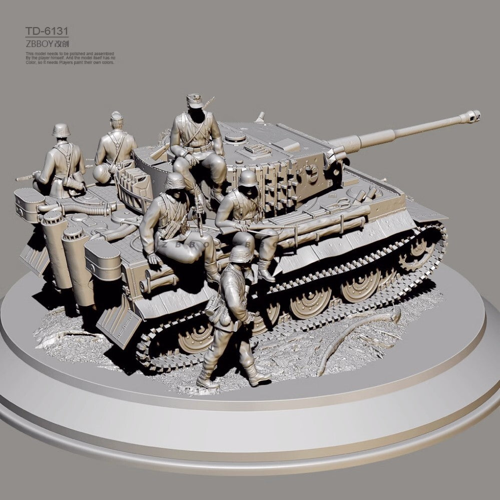 1/48 resin figure model Kit 3D printing of WW II tanks and soldiers Unassembled