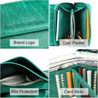 Leather Wallet Women Clutch Bag Coin Purse Small Card Holder 10*12*3.5 CM 160 G