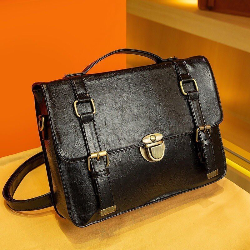 Shoulder School Bag Leather Large Briefcase Tote Handbag Backpack 31*23*7 CM 1PC