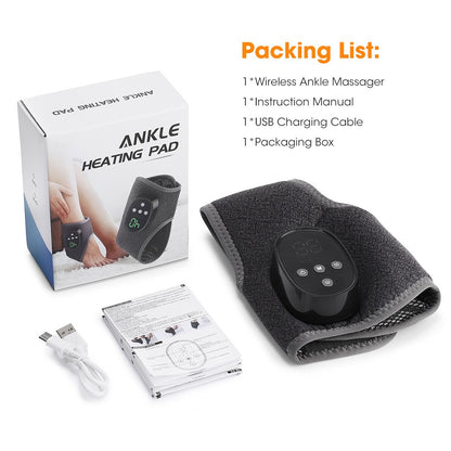 Rechargeable Heated Ankle Massager with Vibratio Cordless Ankle Therapy Support