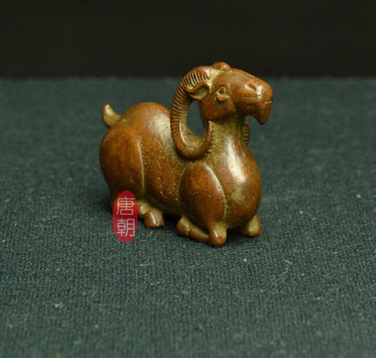 5cm Chinese Collection Antique Sheep Sculpture Tea Pet Fengshui Statue Decor