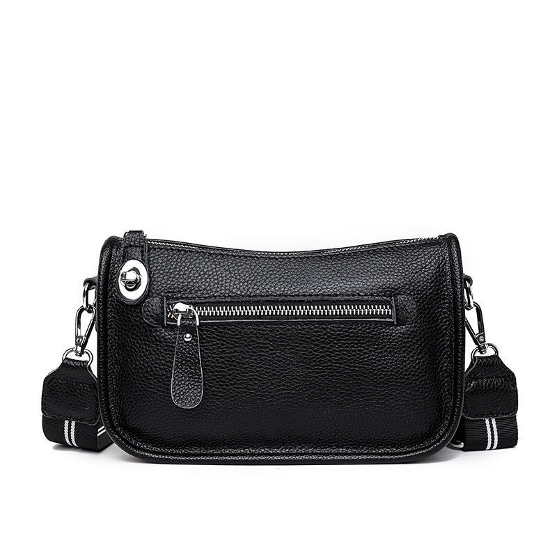 Summer Cowhide Leather Shoulder Bag Solid Soft Purse Handbags Cosmetic Pouch 1PC