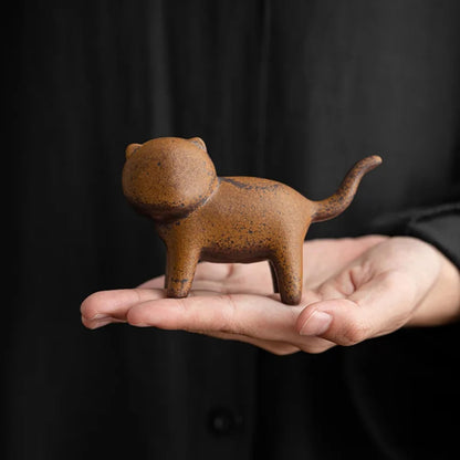 Cat Old Rock Mud Coarse Pottery Tea Pet 9.9cm Tea Tray Tea Play Tea Ceremony