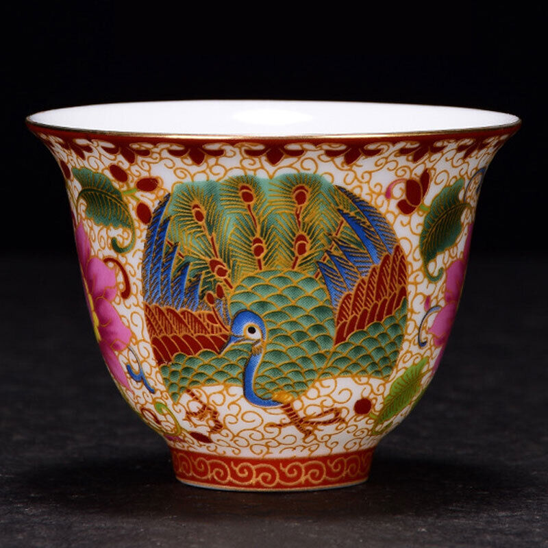 Chinese Enamel Painted Ceramic Teaset Vintage Teacup Eco-friendly Wine Mug Gift