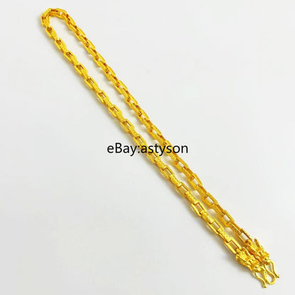 New Double Dragon 24K Gilding YELLOW GOLD GP necklace 24”