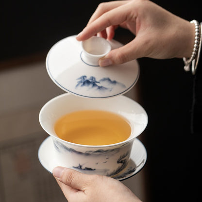 Eight Treasures Tea Sancai Gaiwan Tea Cup Household Ceramic Tea Bowl