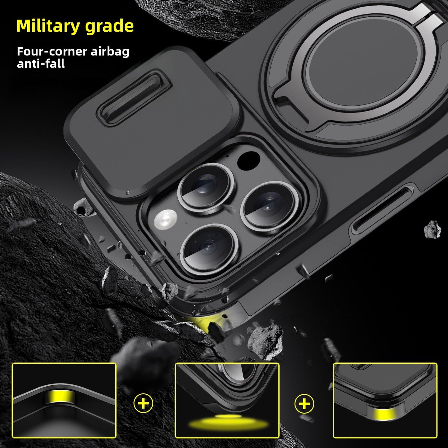 Compatible with iPhone 17 Pro Max/16 Pro, Window Mount Shockproof Phone Case