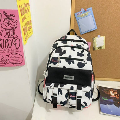 Large Capacity Cow Grain Bag Mesh Backpack Leisure Students Schoolbag 44*18*31CM