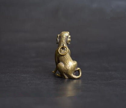 Chinese Old Collectibles pure brass Luck Zodiac dog statue pendant