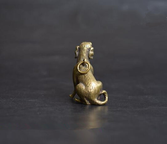 Chinese Old Collectibles pure brass Luck Zodiac dog statue pendant