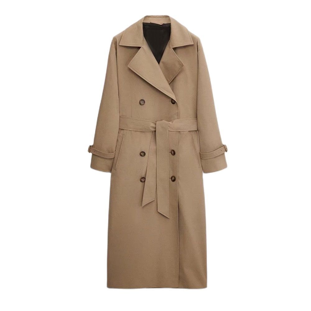 2022 Women's Clothing Retro Casual Loose Double-breasted Overknee Trench Coat
