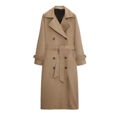 2022 Women's Clothing Retro Casual Loose Double-breasted Overknee Trench Coat