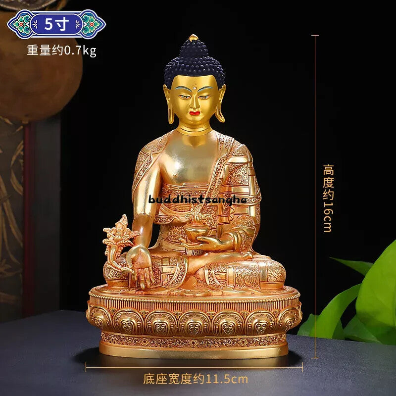 Exquisite Nepal Copper Brass Gilding Medicine Buddha Statue Tibet Buddhism