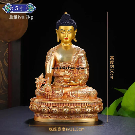 Exquisite Nepal Copper Brass Gilding Medicine Buddha Statue Tibet Buddhism