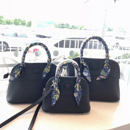 Bowling Handbag Genuine Leather Shell Purse Crossbody Shoulder Bags S/M/L Sizes