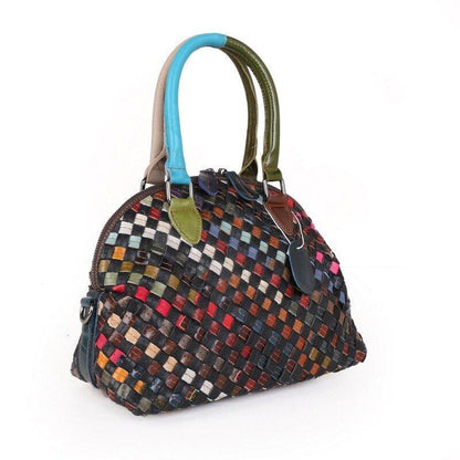 Polyester Retro Hand Woven Shell Bag Shoulder Purse Luxury Handbags 27*14*22 CM