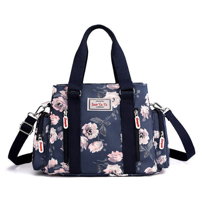 Nylon Flower Pattern Crossbody Bag Shoulder Purse Large Handbag Tote 25*11*20 CM