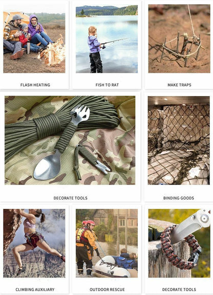 25FT/100FT 550 10-Strand Paracord Outdoor Camping Survival Rope Parachute Hiking