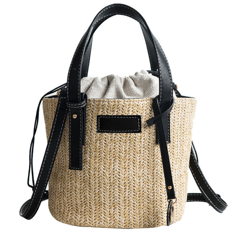 Summer Beach Straw Simple Portable Bucket Small Bag Out Fashion Bag New