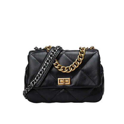 Mini Quilted Sheepskin Leather Small Flap Purse Shoulder Bag Tote Clutch Chains