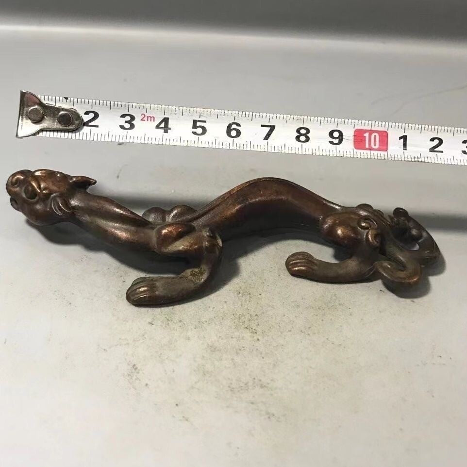 Chinese Bronze Dragon Figure Statue Collectable Netsuke Gift Tea Pet Gift