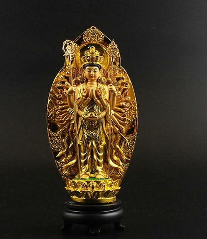 Thousand Hand Guan Yin Bodhisattva Statue Buddhist Altar Luck Figurine Decor